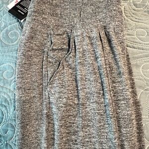 Zobha Gray Pleated Midi Track Pants